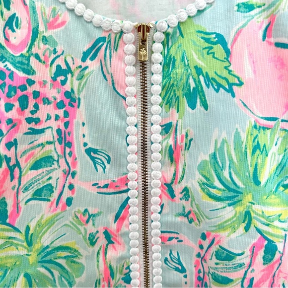 Lilly Pulitzer Mila Dress Seasalt Blue Animal Parade Scallop Trim Pink Size 6 - Picture 8 of 14